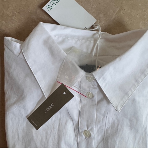 J Crew White Elena Mini Shirtdress Fitted Waist Cotton Women Size 10 Tall - Picture 12 of 13